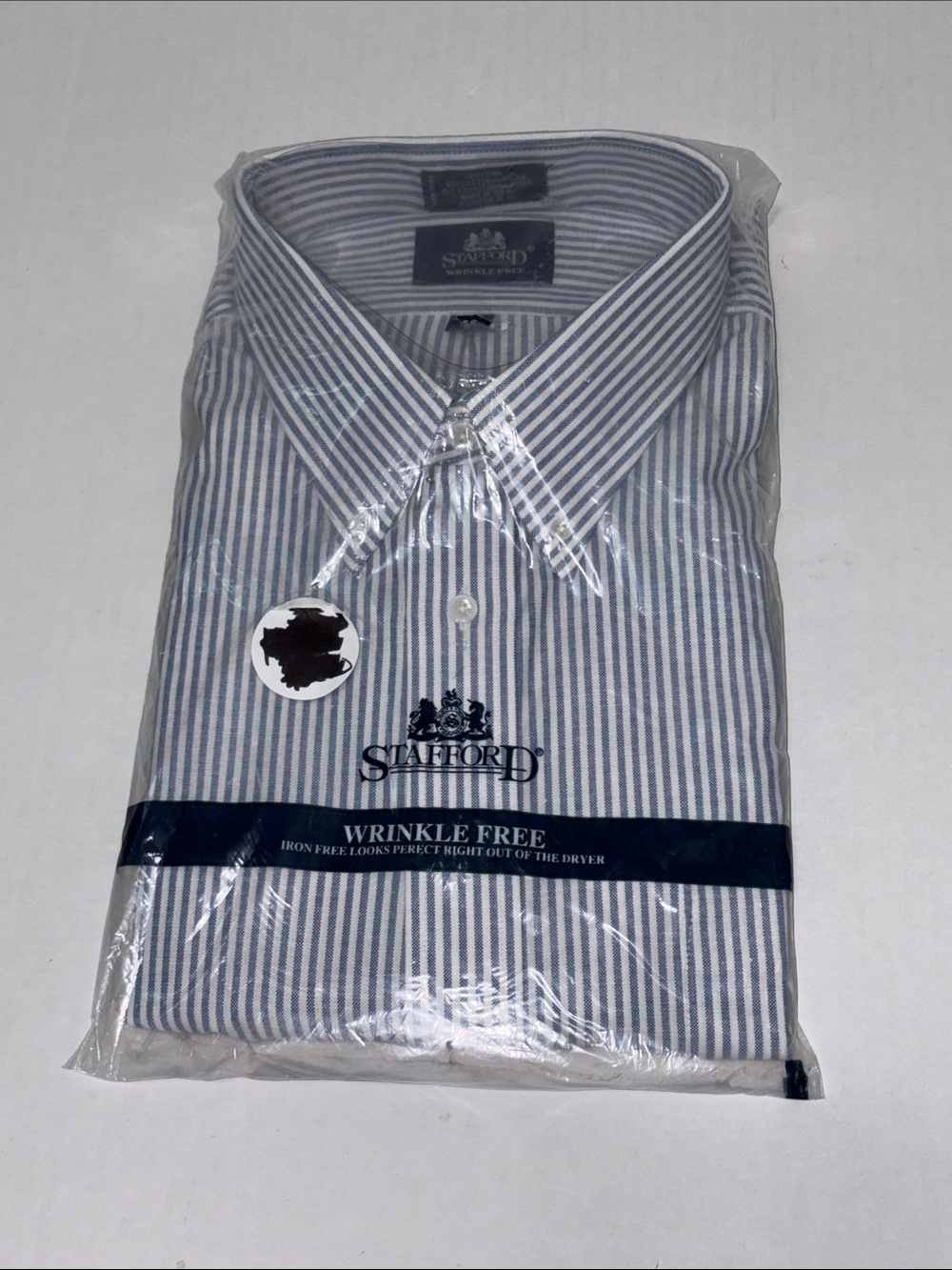 Stafford Men’s Blue and White Striped Size 20 B Men’s Dress Shirt New!